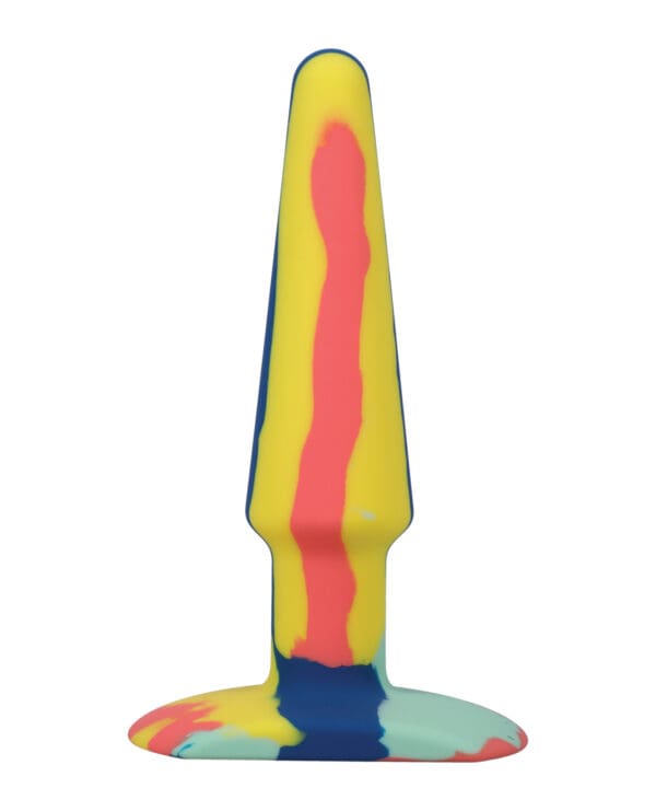 A Play 5" Groovy Silicone Anal Plug - Multicolor/Yellow - Image 2