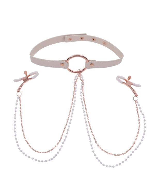 Sex & Mischief Peaches 'n CreaMe Collar w/Nipple Clamps - Image 2