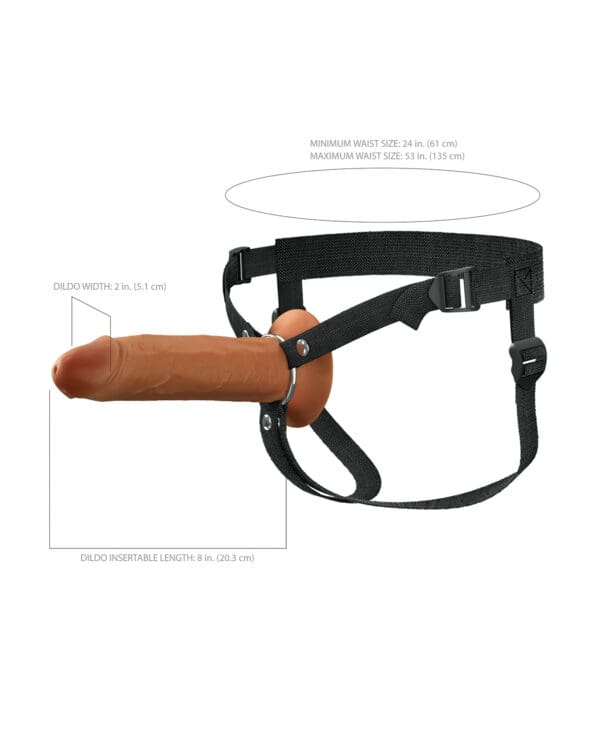 Fantasy X-Tensions Elite 8" Silicone Hollow Strap-on w/Harness - Brown - Image 4