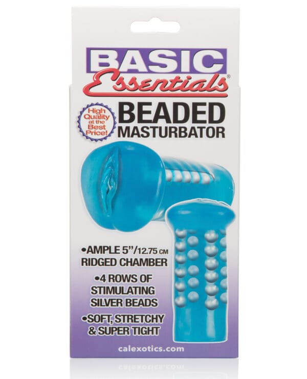 Basic Essentials Beaded Masturbator - Blue - Image 2