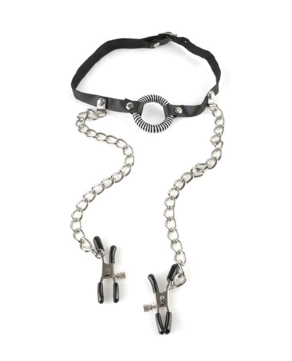Fetish Fantasy Series O-Ring Gag w/Nipple Clamps - Image 2