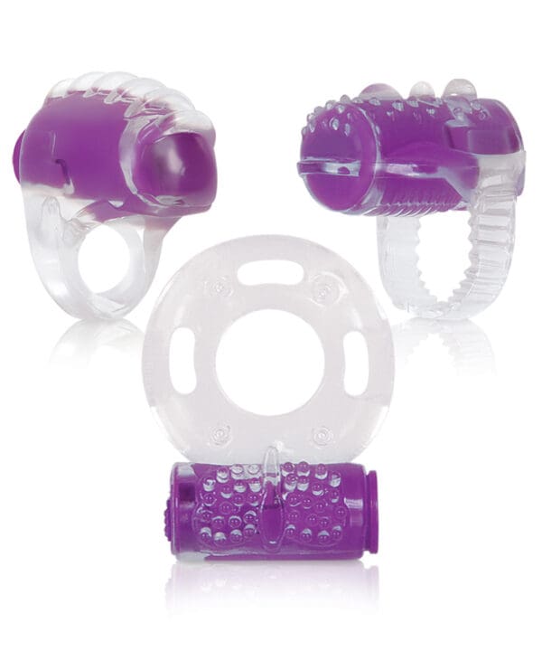 Evolved Ring True Unique Pleasure Rings Kit - 3 Pack Clear/Purple - Image 2