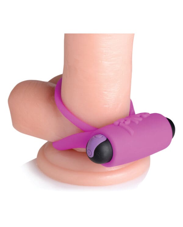 Bang! Vibrating Cock Ring & Bullet w/Remote Control - Purple - Image 4