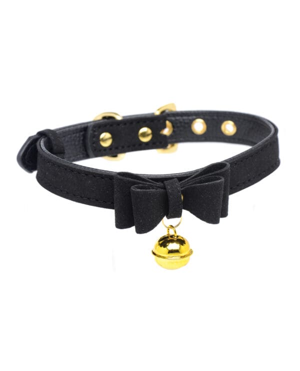 Master Series Golden Kitty Cat Bell Collar - Black/Gold - Image 2