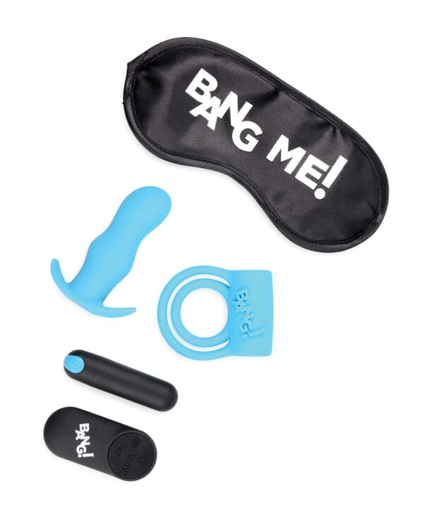 Bang! Duo Blast Remote Control Cock Ring & Butt Plug Vibe Kit - Blue - Image 2