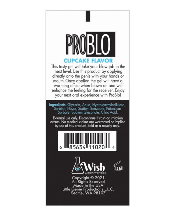 Pro Blo Oral Pleasure Gel - Cupcake - Image 2