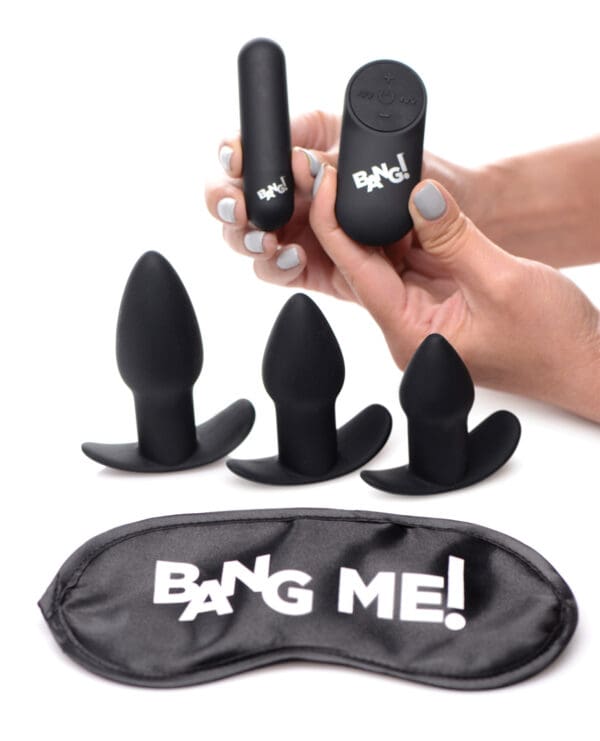 Bang! Backdoor Adventure Remote Control 3 Piece Butt Plug Vibe Kit - Black - Image 3