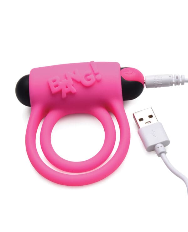 Bang! Vibrating Cock Ring & Bullet w/Remote Control - Pink - Image 3