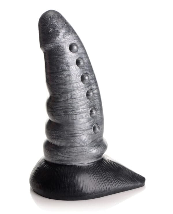 Creature Cocks Beastly Tapered Bumpy Silicone Dildo - Silver/Black - Image 2
