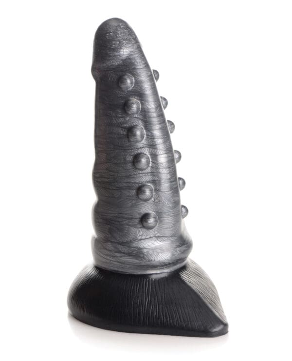 Creature Cocks Beastly Tapered Bumpy Silicone Dildo - Silver/Black - Image 3