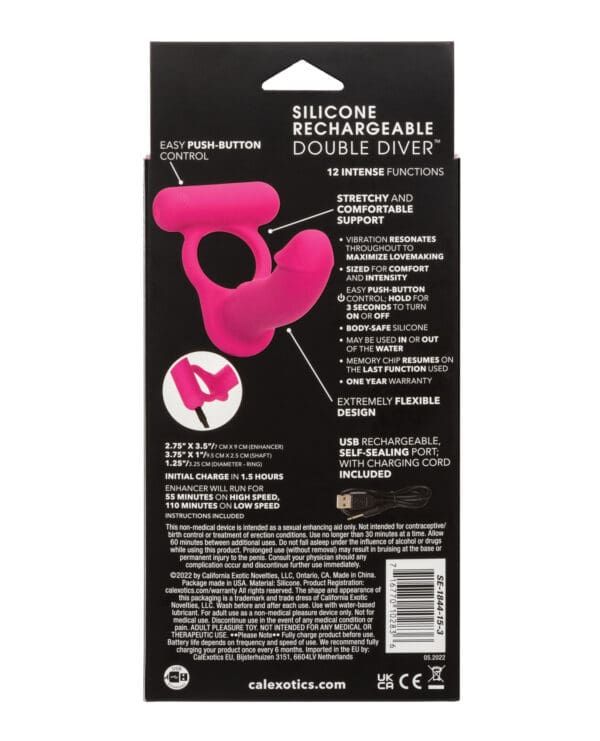 Silicone Rechargeable Double Diver - Pink - Image 2
