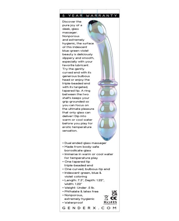 Gender X Lustrous Galaxy Wand Dual Ended Glass Massager - Green - Image 2