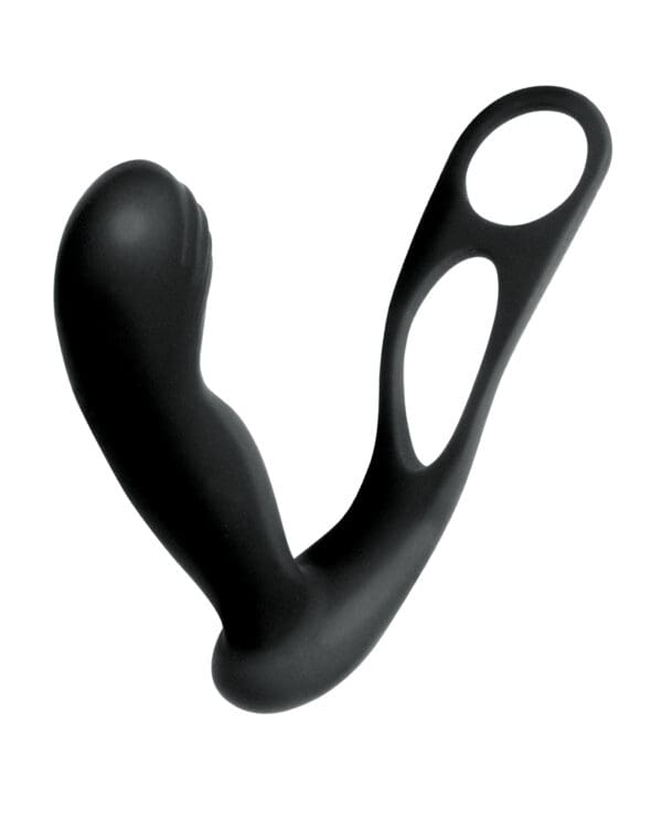 Butts Up Prostate Massager w/Scrotum & Cockring - Black - Image 3