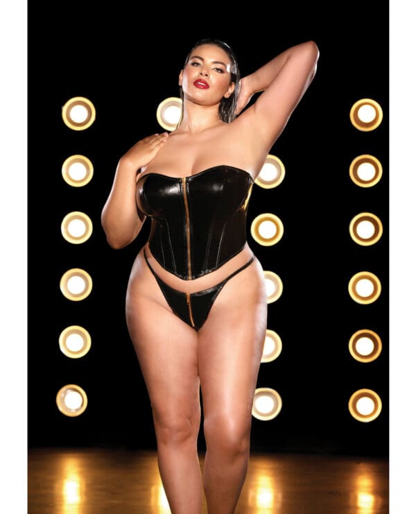 FETISH Rider Vinyl Bustier w/Front Zipper & Panty Black 1X - Image 5
