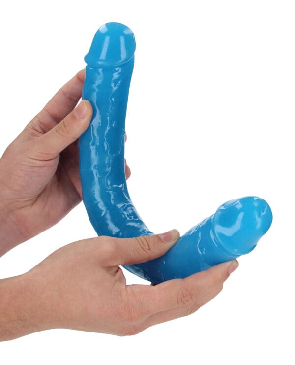 Shots RealRock 15" Double Dong Glow in the Dark - Neon Blue - Image 3