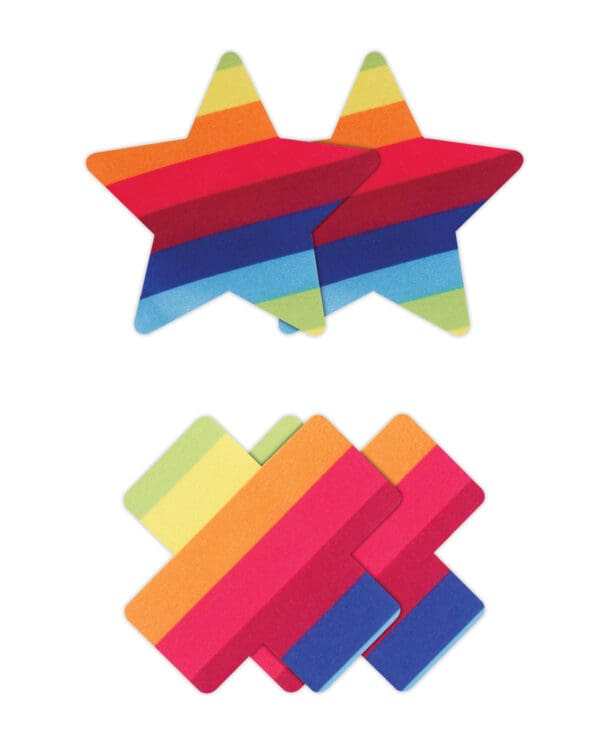 Pretty Pasties Pride Cross & Star Rainbow - 2 Pair - Image 3