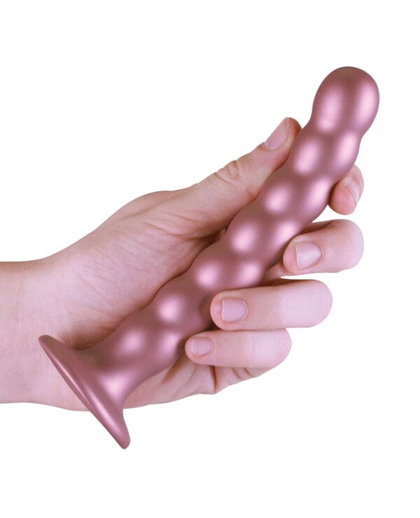 Shots Ouch 6.5" Beaded G-Spot Dildo - Rose Gold - Image 5