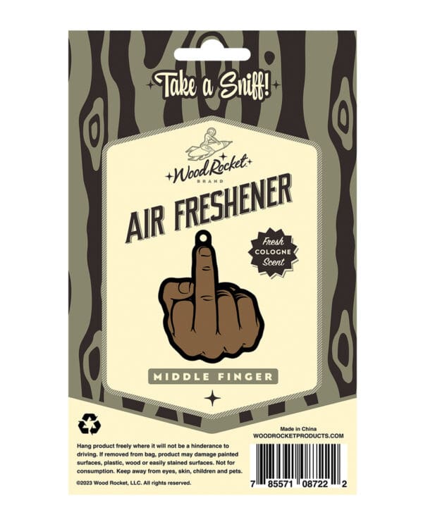 Wood Rocket Middle Finger Brown Air Freshener - Cologne - Image 2