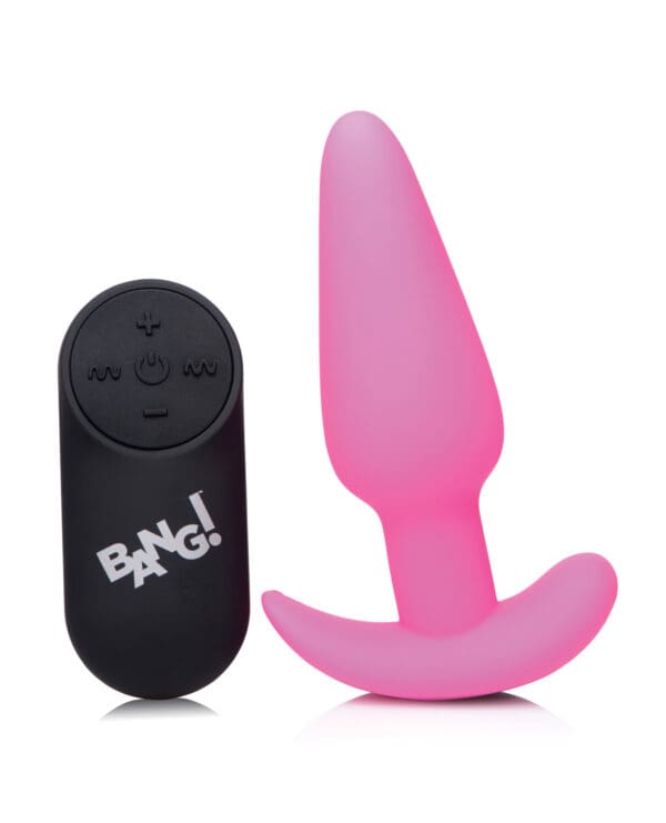 Bang! 21X Vibrating Silicone Butt Plug w/Remote - Pink - Image 2