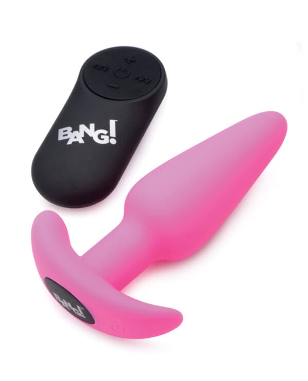 Bang! 21X Vibrating Silicone Butt Plug w/Remote - Pink - Image 3