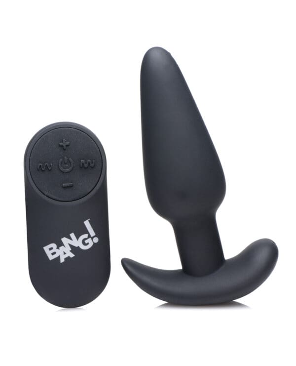 Bang! 21X Vibrating Silicone Butt Plug w/Remote - Black - Image 2