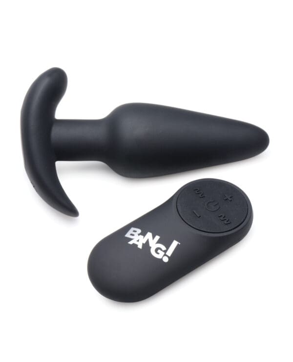 Bang! 21X Vibrating Silicone Butt Plug w/Remote - Black - Image 3