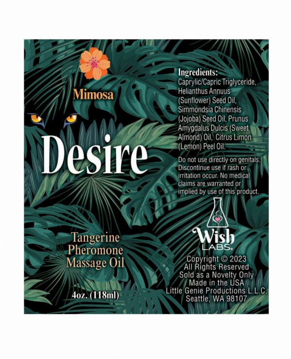 Desire Pheromone Massage Oil - 4 oz Tangerine - Image 2