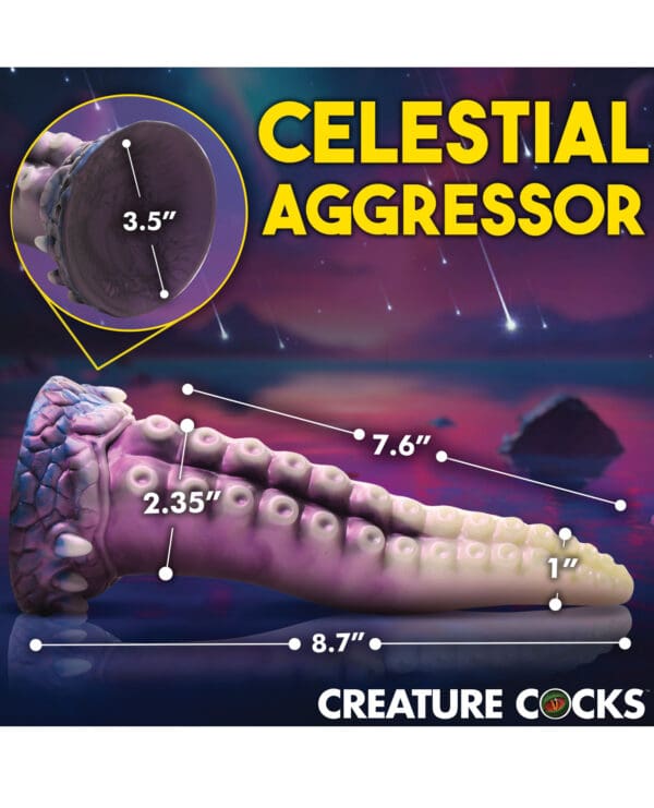Creature Cocks Astropus Tentacle Silicone Dildo - Purple/White - Image 5