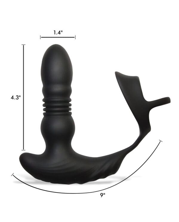 ThunderPlugs 10X Thrusting Silicone Vibrator w/Cock & Ball Strap & Remote - Black - Image 3