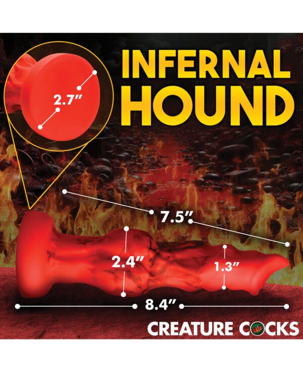 Creature Cocks Fire Hound Silicone Dildo - Medium Red - Image 5