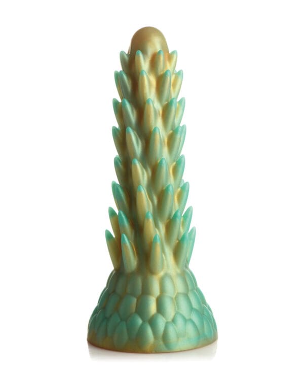 Creature Cocks Stegosaurus Spiky Reptile Silicone Dildo - Teal/Gold - Image 2