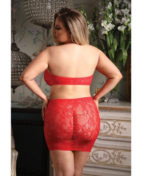Vixen Feel The Heat Halter Dress w/Rhinestone Detail - Red QN - Image 2