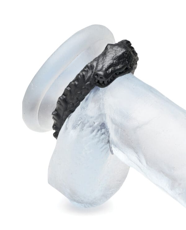 Creature Cocks Caiman Silicone Cock Ring - Black - Image 4