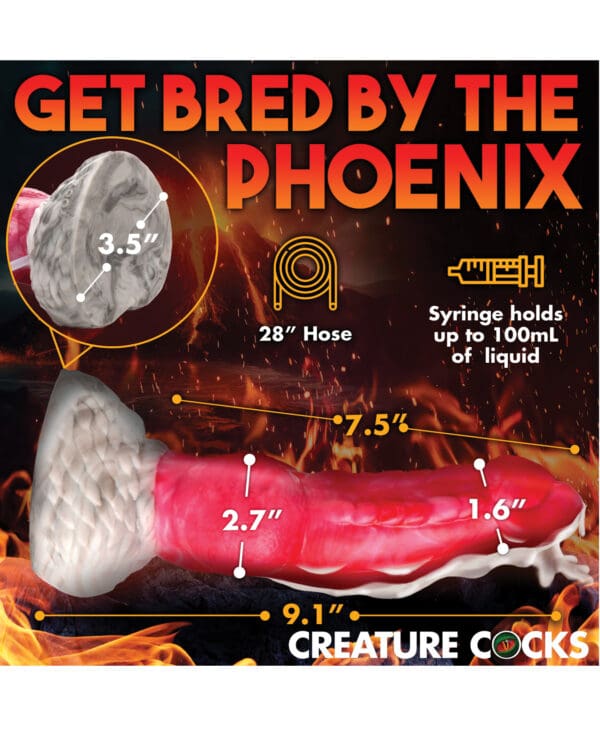 Creature Cocks Resurrector Phoenix Squirting Silicone Dildo - Red/White - Image 5