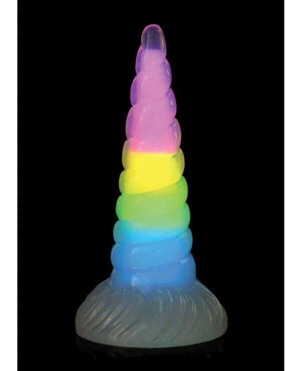 Creature Cocks Uni Glow in the Dark Silicone Dildo - Rainbow - Image 3