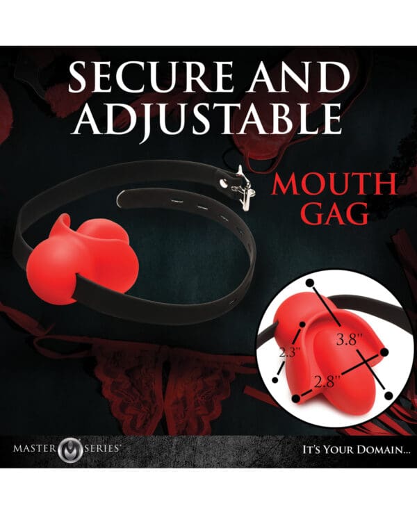 Master Series Gag Order Extreme Silicone Ball Gag - Red/Black - Image 4