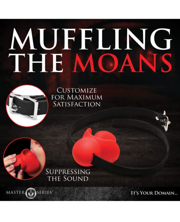 Master Series Gag Order Extreme Silicone Ball Gag - Red/Black - Image 5