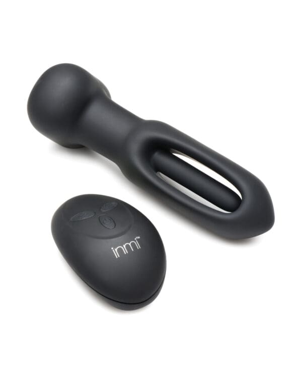 Inmi Bum Flick Flicking & Vibrating Silicone Butt Plug w/Remote - Black - Image 2