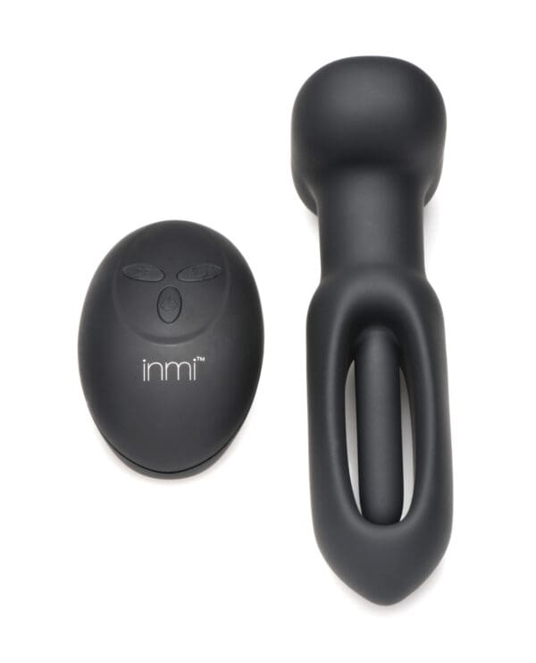 Inmi Bum Flick Flicking & Vibrating Silicone Butt Plug w/Remote - Black - Image 3