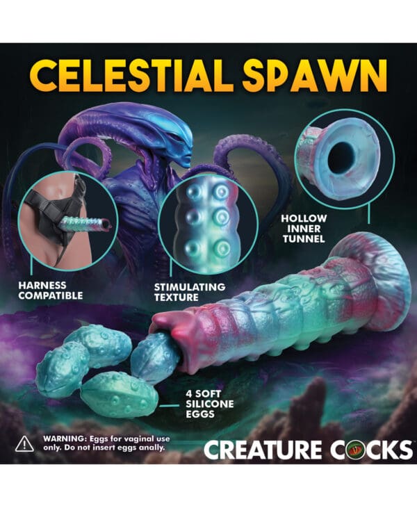 Creature Cocks Galactic Breeder Ovipositor Silicone Dildo w/Eggs - Multi Color - Image 4