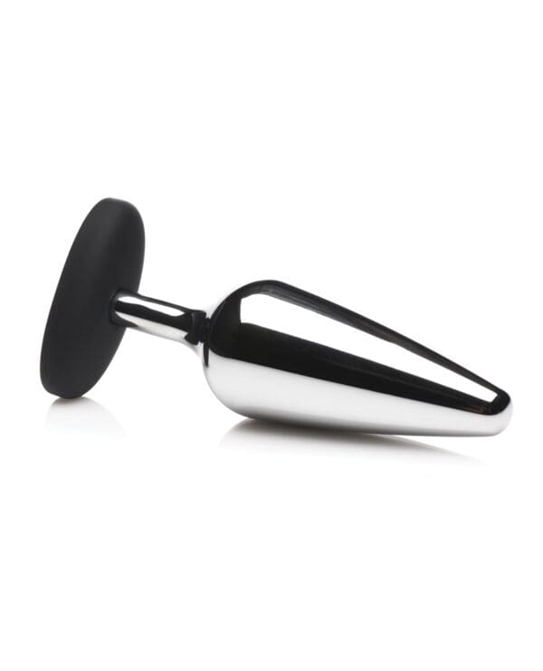 Master Series Butt Slut Metal & Silicone Butt Plug - Metal/Black - Image 2