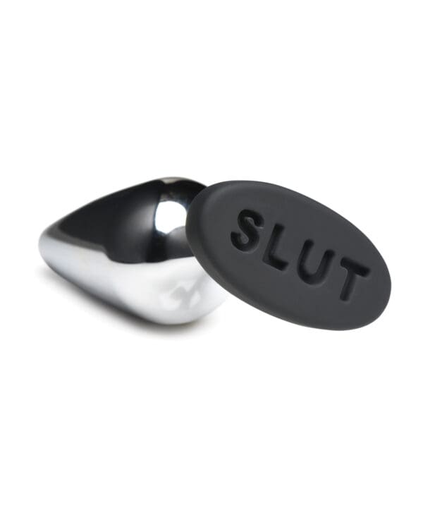 Master Series Butt Slut Metal & Silicone Butt Plug - Metal/Black - Image 3