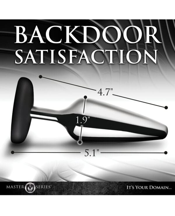 Master Series Butt Slut Metal & Silicone Butt Plug - Metal/Black - Image 4