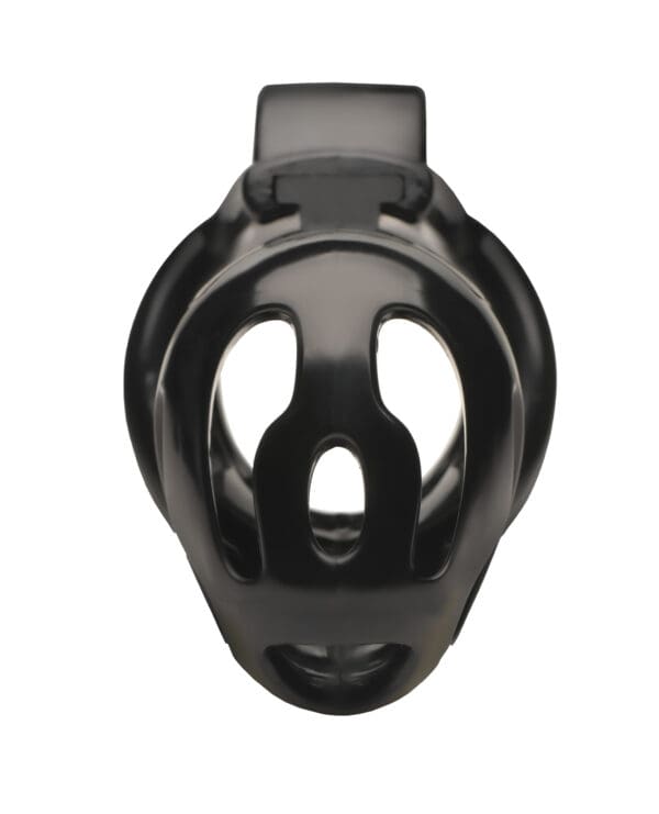 Master Series Hard Stop Double Ring Chastity Cage - Black - Image 3