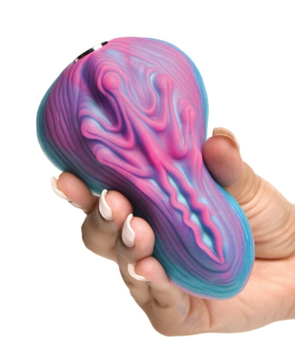 Creature Cocks Vulvaron Vibrating Silicone Grinder w/Remote Control - Pink/Teal/Purple - Image 4