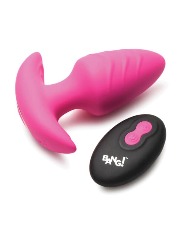 Bang! Rotating & Vibrating Tapered Butt Plug w/Remote - Pink - Image 2