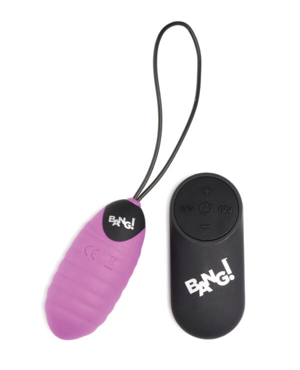 Bang! 28X Ribbed Silicone Egg w/Remote Control - Purple - Image 2