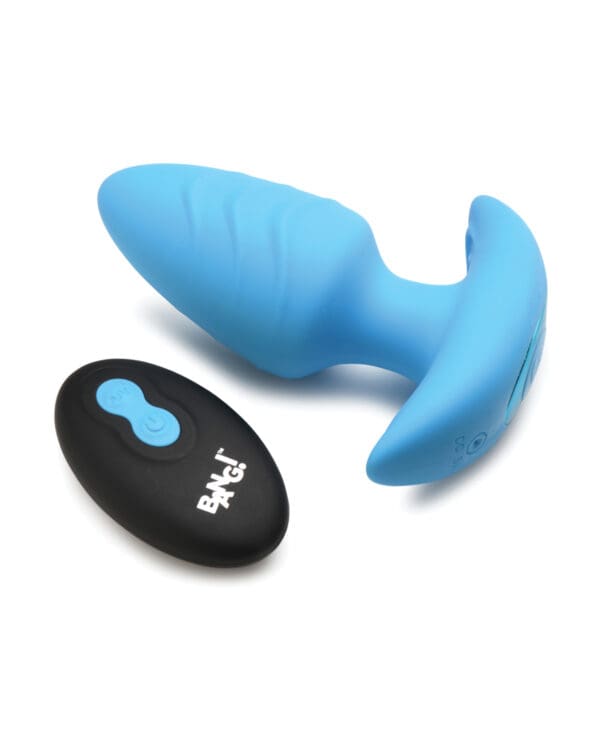 Bang! Rotating & Vibrating Tapered Butt Plug w/Remote - Blue - Image 2