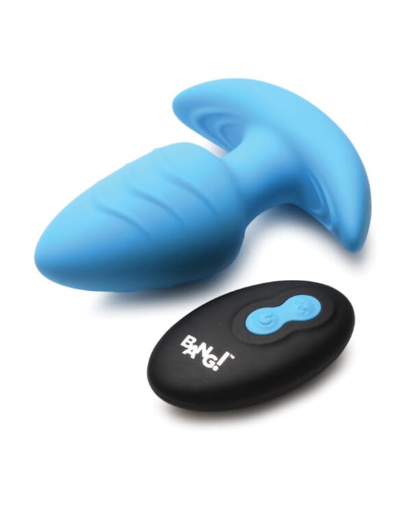 Bang! Rotating & Vibrating Tapered Butt Plug w/Remote - Blue - Image 4