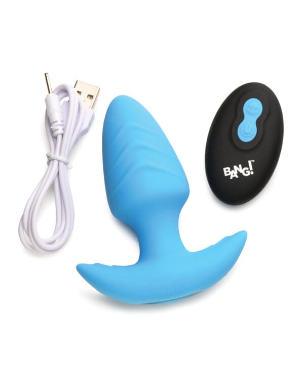 Bang! Rotating & Vibrating Tapered Butt Plug w/Remote - Blue - Image 5